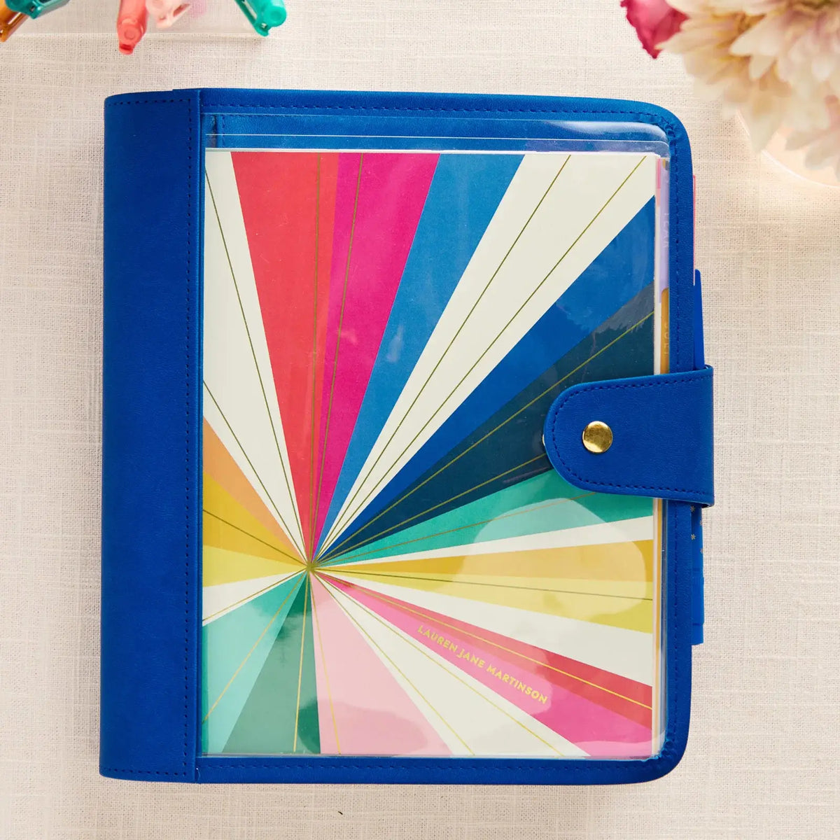 Erin Condren planner folio: Royal Blue folio holding a Legacy cover planner