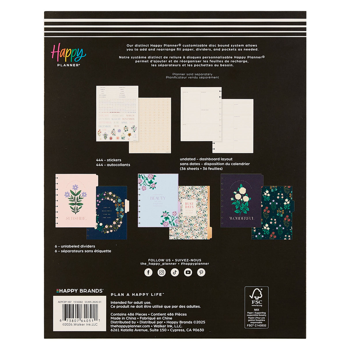 Happy Planner Spring Tapestry Classic Extension Pack - Undated Dashboard 6-months