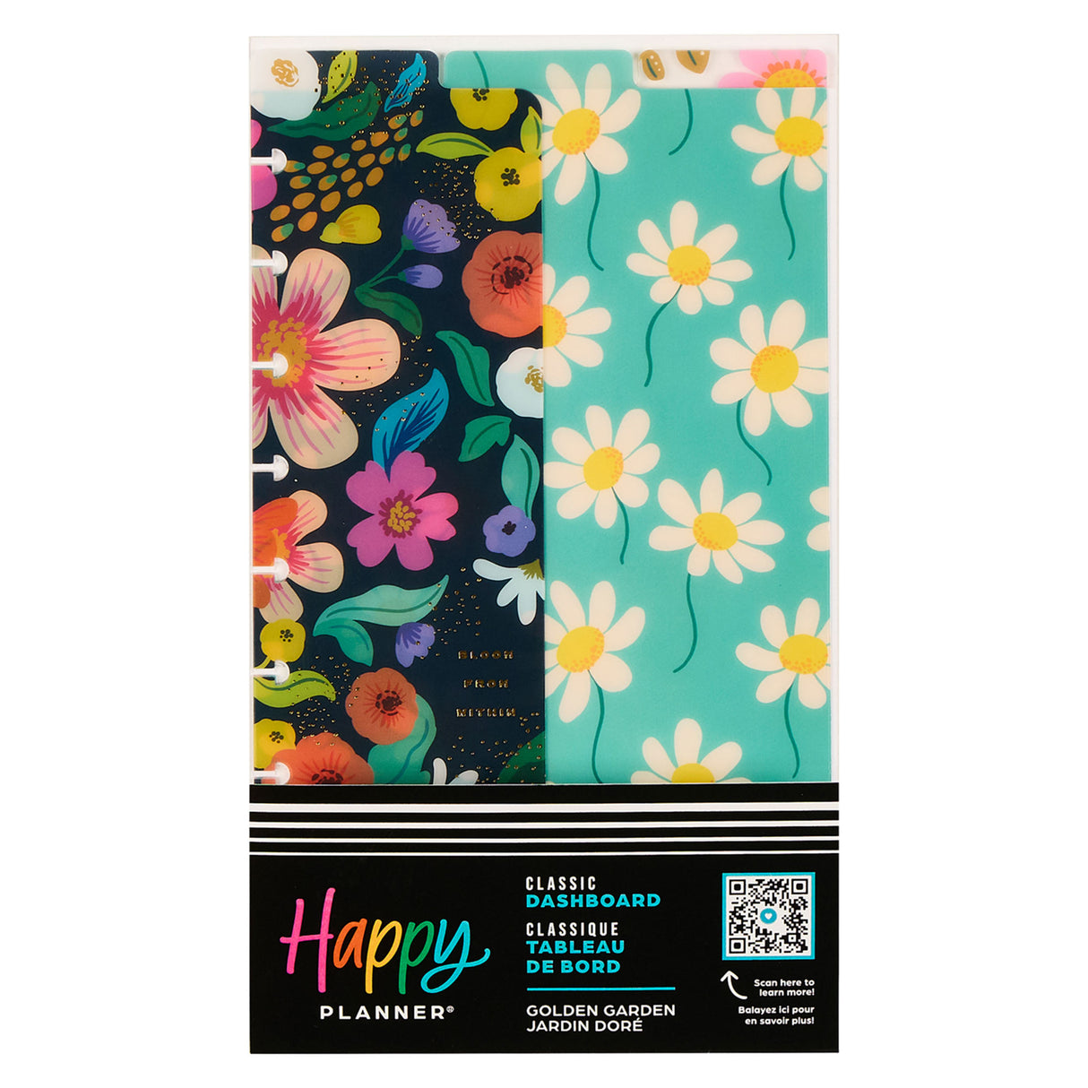 Happy Planner Golden Garden Classic Dashboard Pack Two floral-patterned planners with 'Happy Planner' branding on a white background