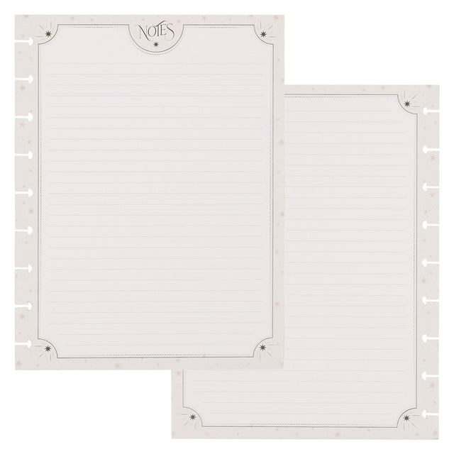 Happy Planner Eternal Stars Classic Dot Lined paper Two white notepads with decorative edges on a white background
