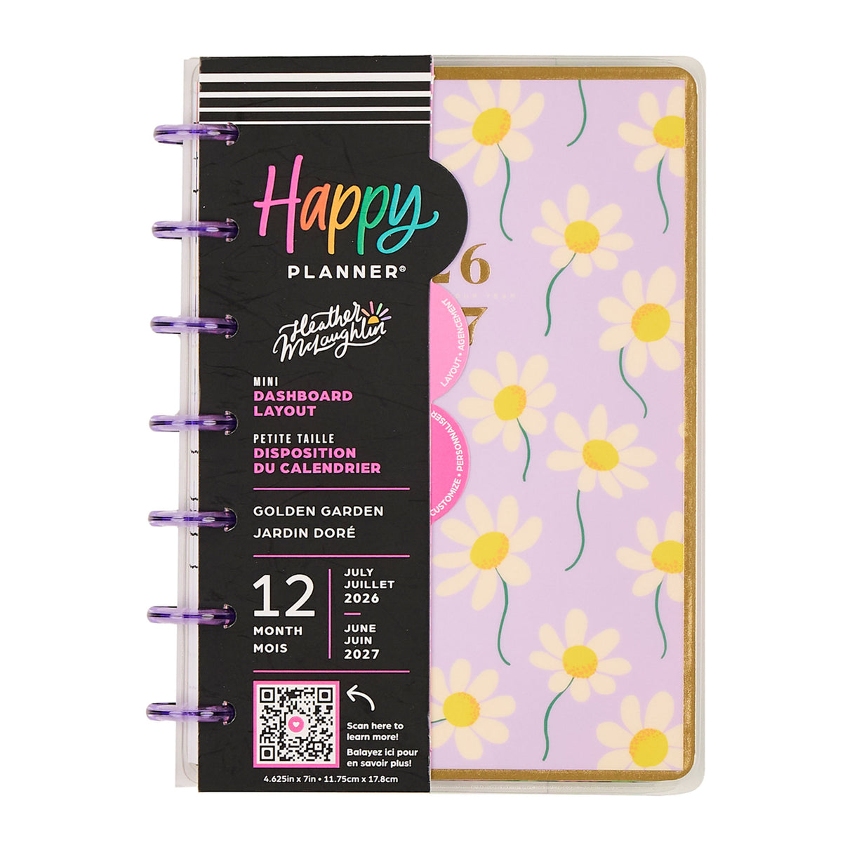 Happy Planner 2026 - 2027 Country Charm Classic Vertical 12 Month dated planner with floral design on a white background