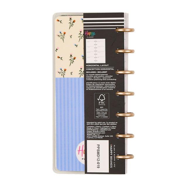 Happy Planner 2026 - 2027 Country Charm Skinny Mini 12 Month Dated - Horizontal