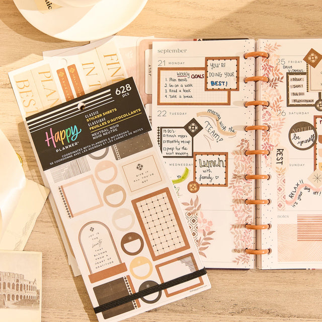 Happy Planner Neutral Noir Sticker Book - Classic