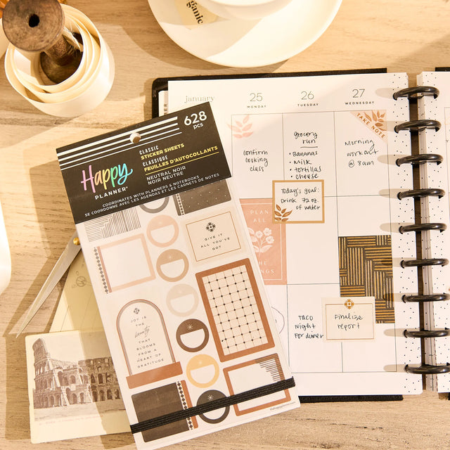 Happy Planner Neutral Noir Sticker Book - Classic
