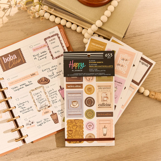 Happy Planner Cozy Cup Coffee Sticker Book - Classic