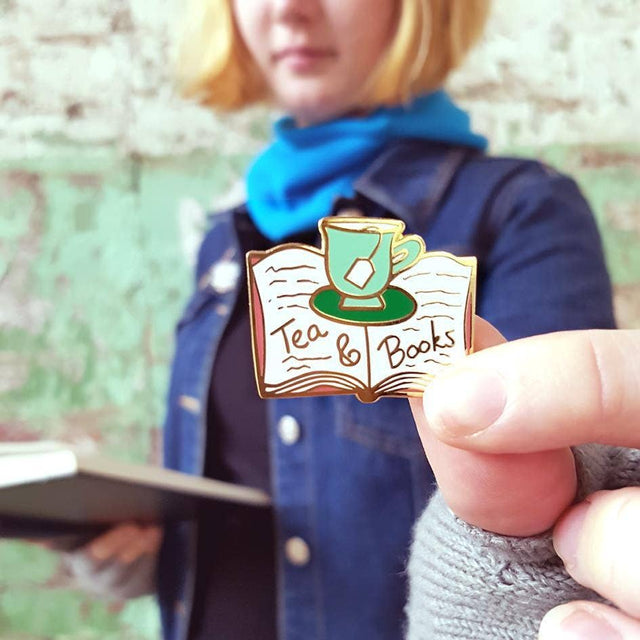 Tea & Books Enamel Pin Badge