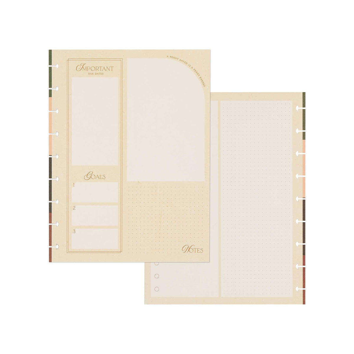 Amber & Oak Classic budget pages with notes sections and a dotted grid
