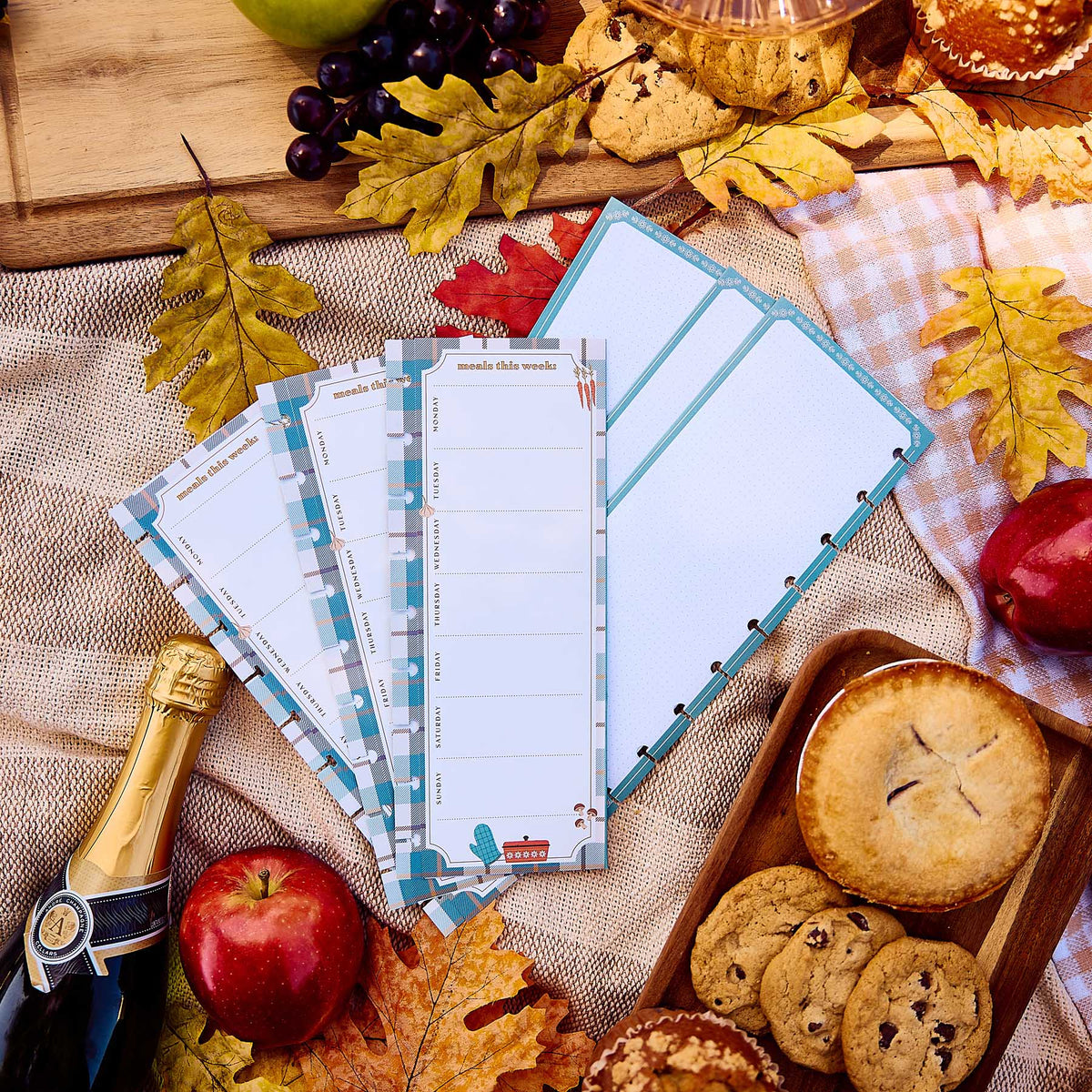 Happy Planner Fall Picnic folded pages for groceries and meal plans