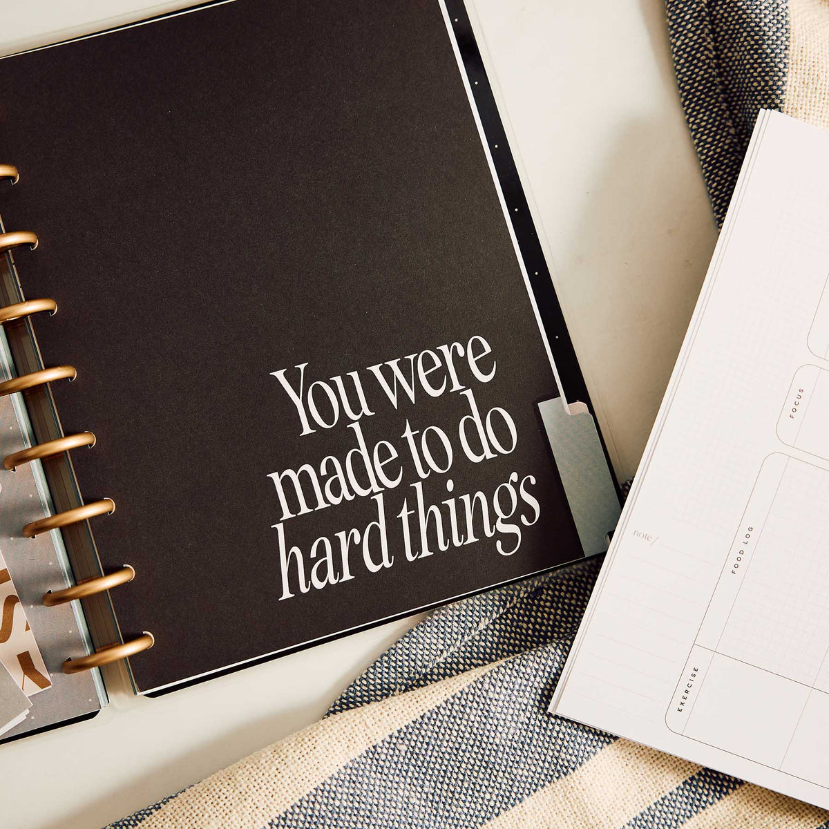 Haven & Heart Fitness planner divider with You were made to do hard things quote