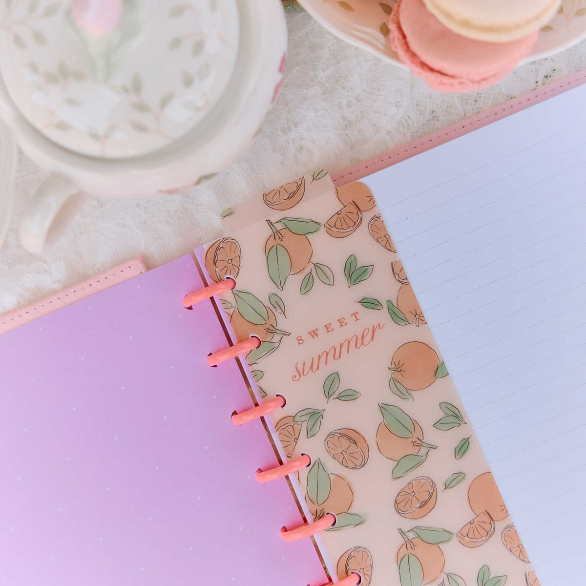 Seasonal Sidewalks summer bookmark with peach artwork in a Classic Happy Planner