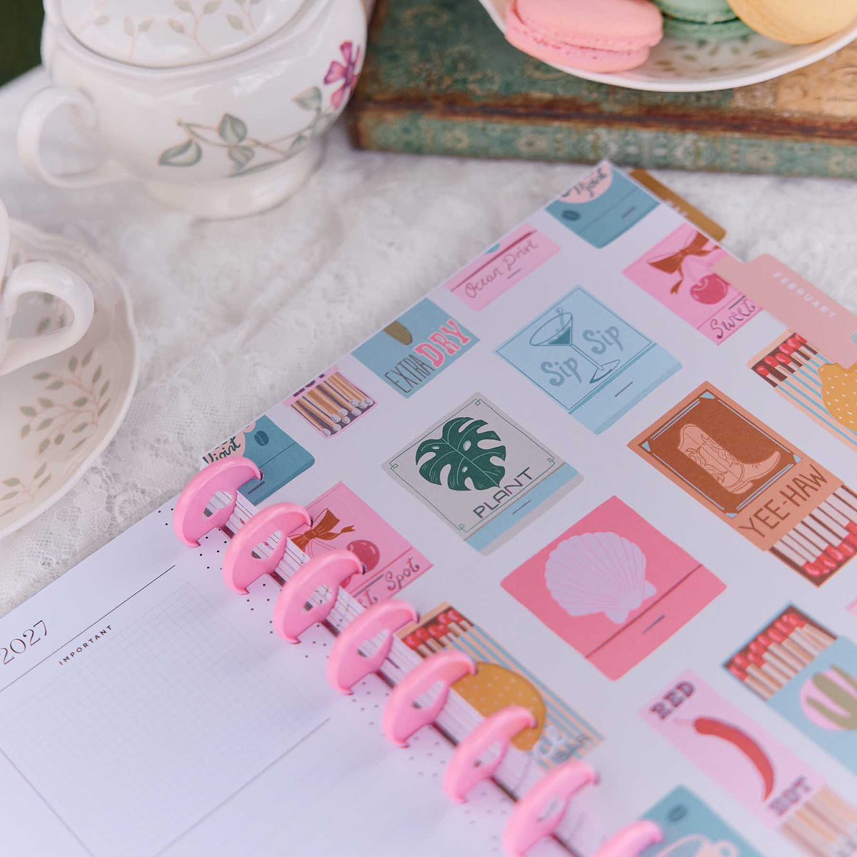 Happy Planner Life In Whimsy Classic Lined Vertical Planner 2027: Lined pages with colourful stickers and pink discs