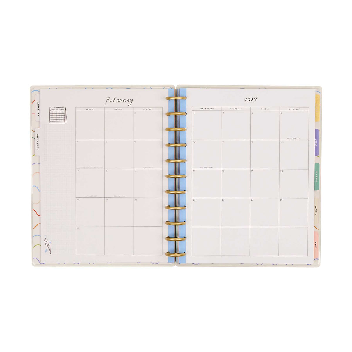 Happy Planner Pajama Plans Big planner monthly calendar spreads and colourful tabs