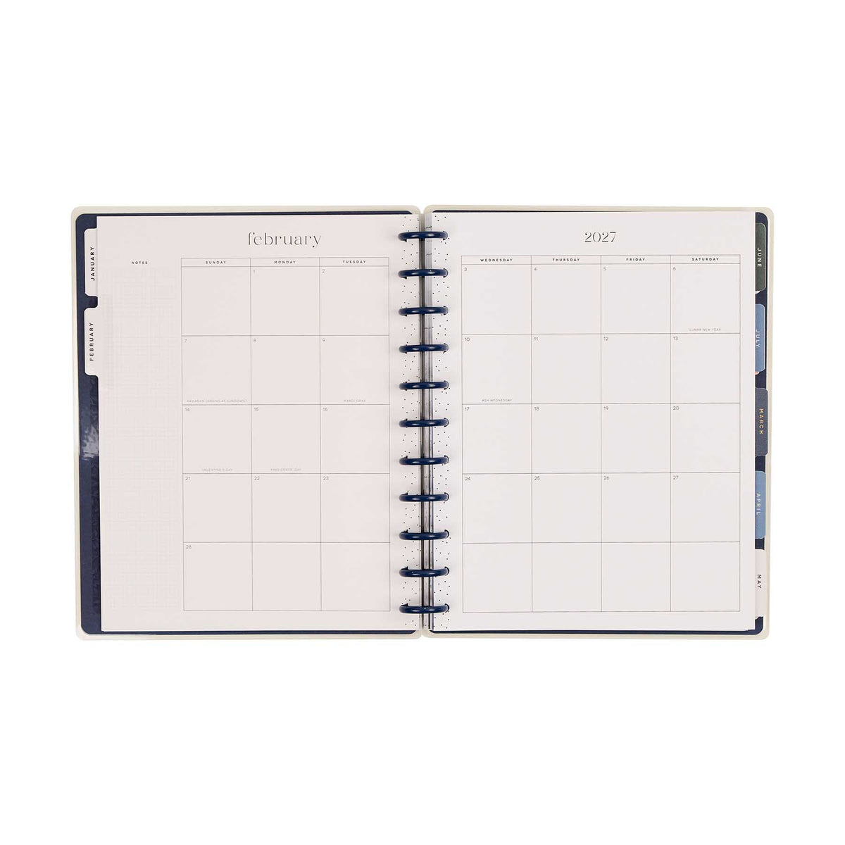 Happy Planner Wildflower Daydream February and 2027 monthly calendar pages