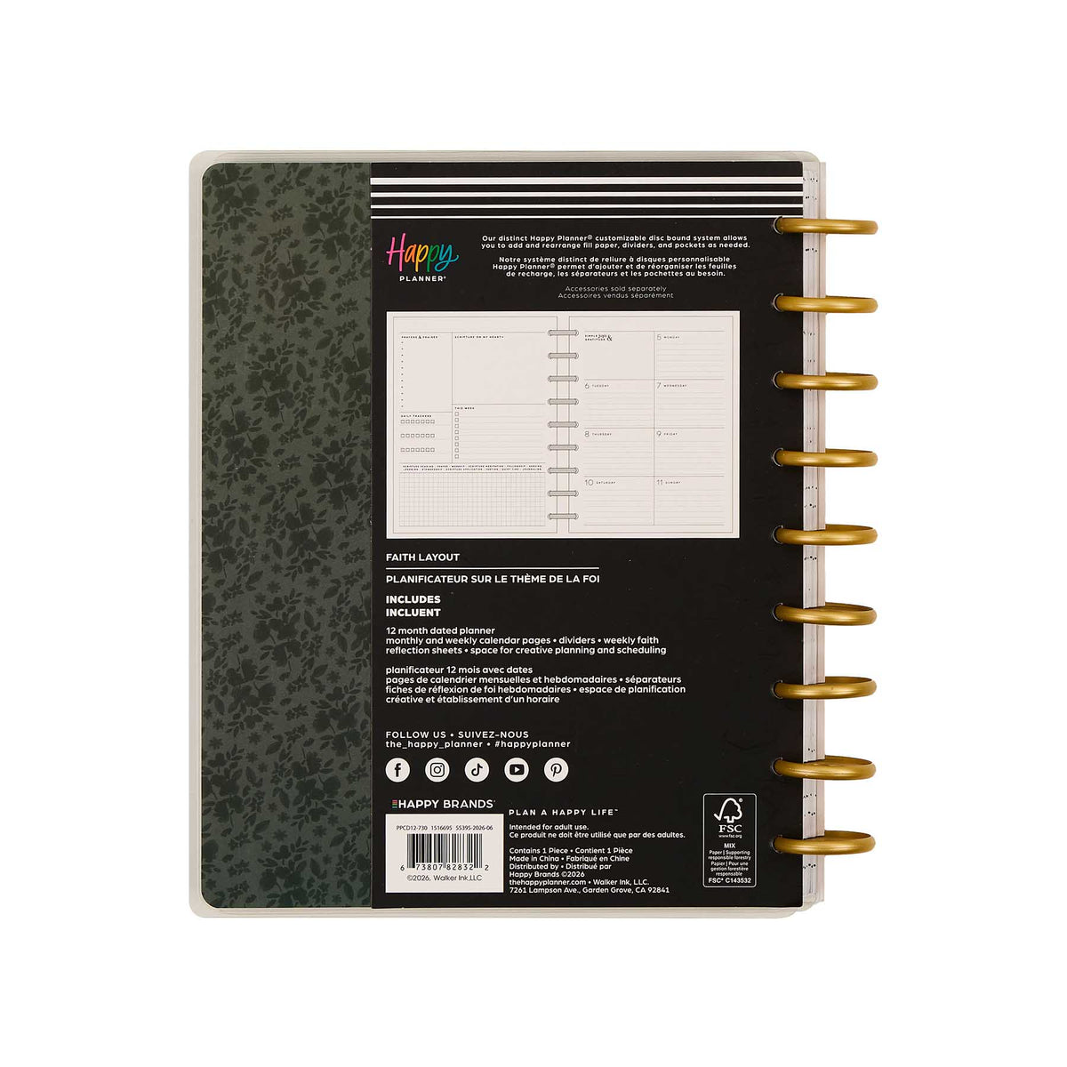 Wildflower Daydream Faith Classic Planner botanical cover and gold discs