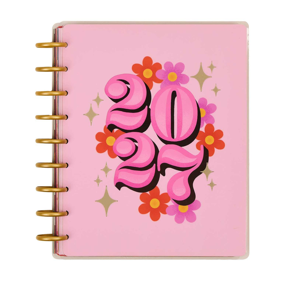 Happy Planner Bright Seasons Classic Dashboard Planner 2027: Pink cover with colourful 2027 lettering