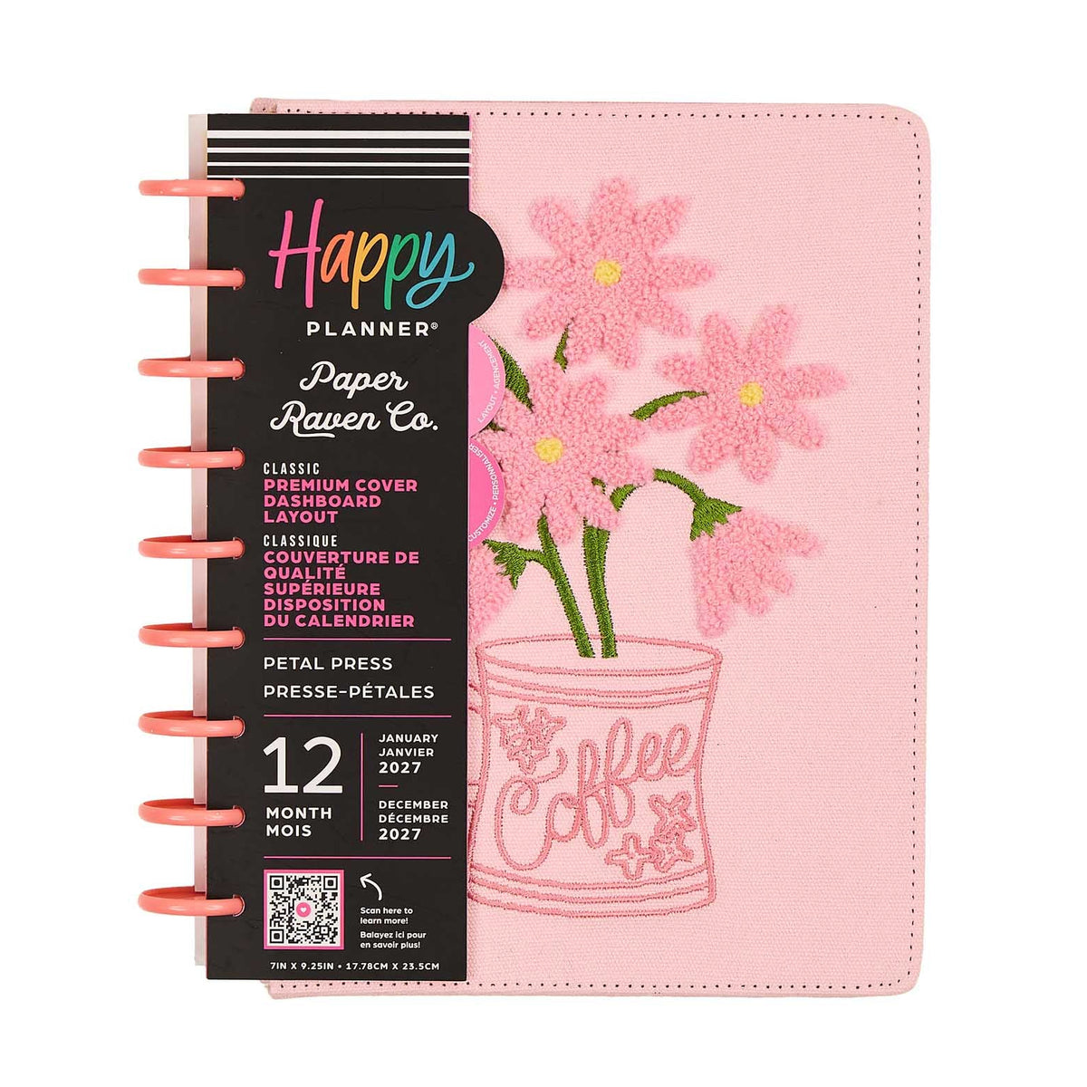 Happy Planner Petal Press 2027 Classic Dashboard Planner with pink floral cover