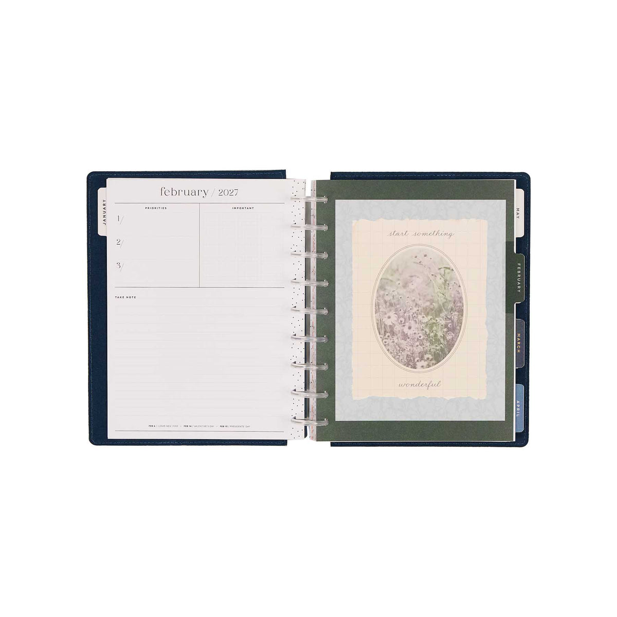 Happy Planner Wildflower Daydream Classic Dashboard Planner 2027 - February 2027 dashboard with floral artwork