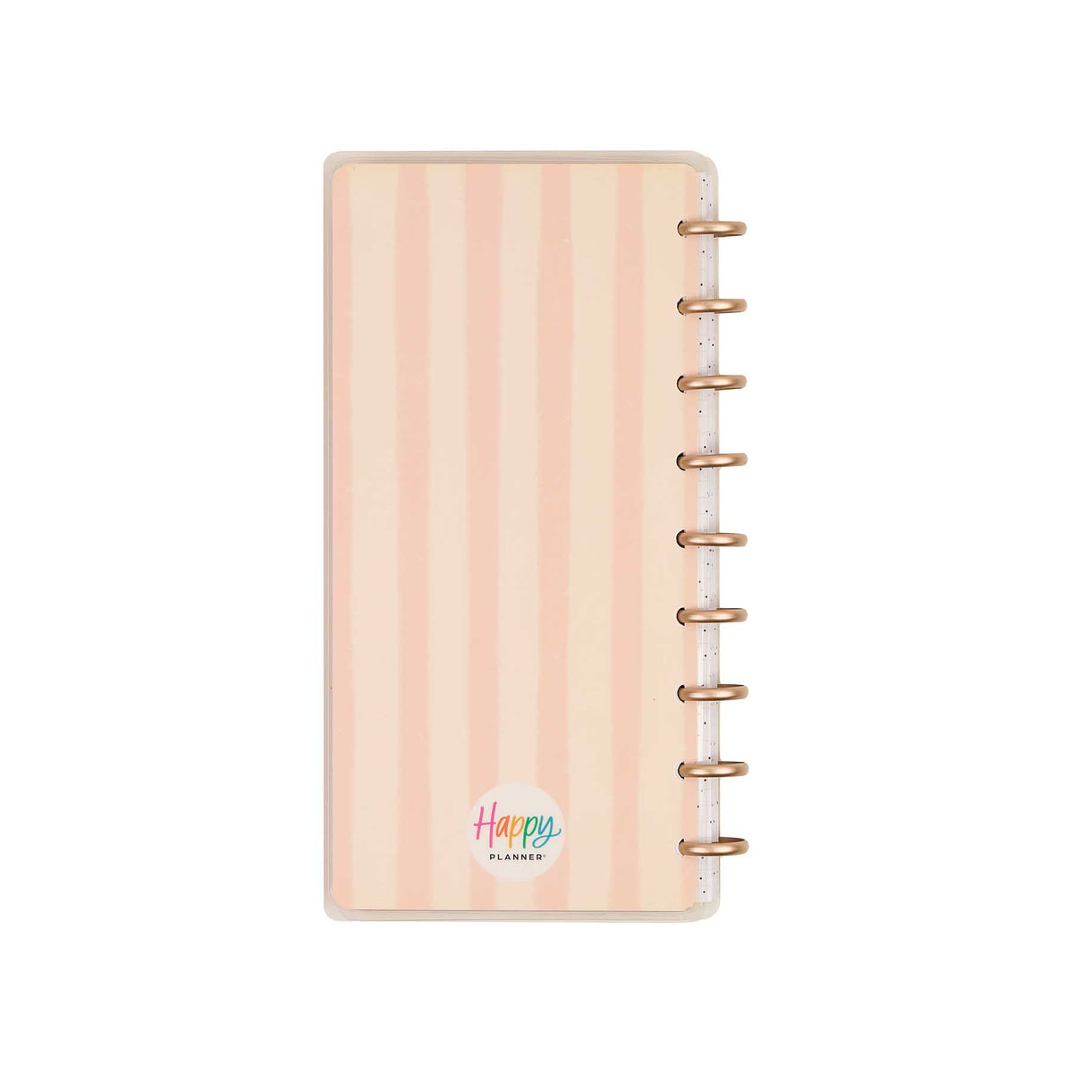 Happy Planner Seasonal Sidewalks pastel peach striped cover and gold discs