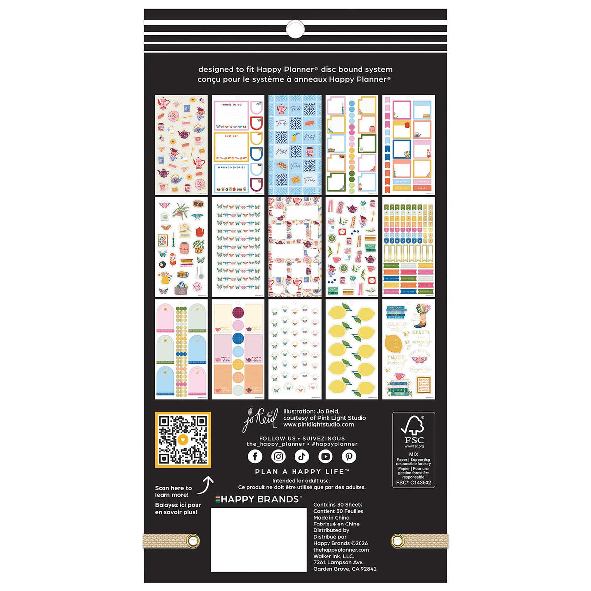 Happy Planner Life In Whimsy sticker book back cover showing the included sticker sheet designs
