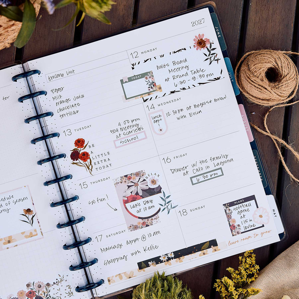 Happy Planner Wildflower Daydream floral weekly spread with handwritten plans