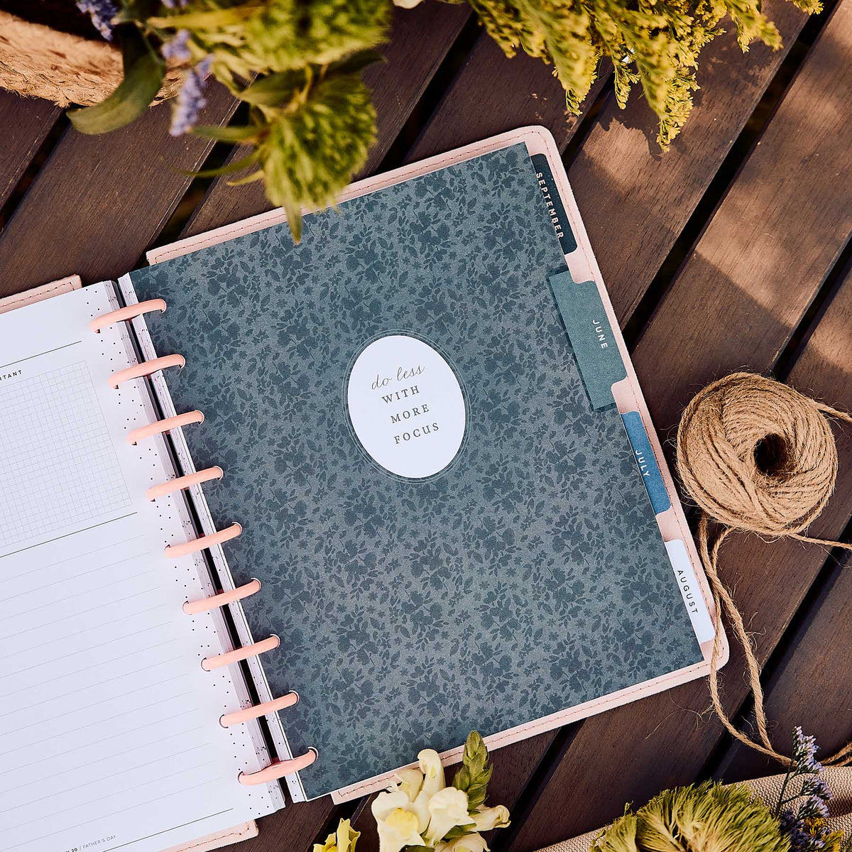 Wildflower Daydream planner floral cover and inspirational quote divider