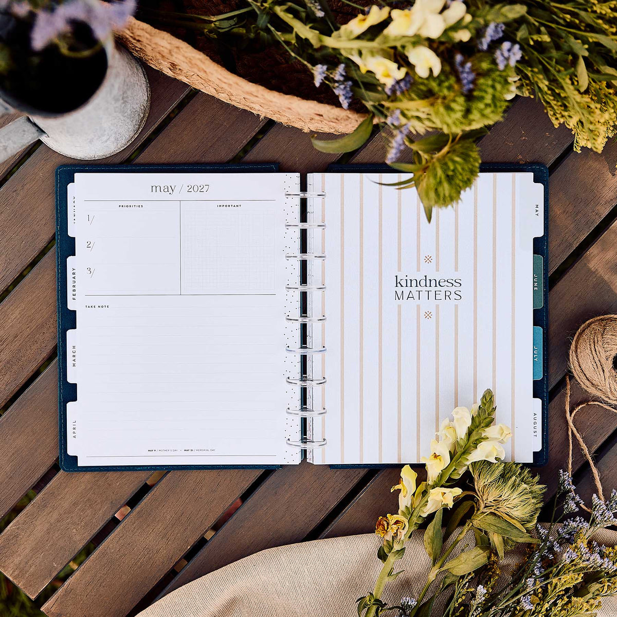 Happy Planner Wildflower Daydream Classic Dashboard Planner 2027 - May 2027 monthly spread with Kindness Matters dashboard