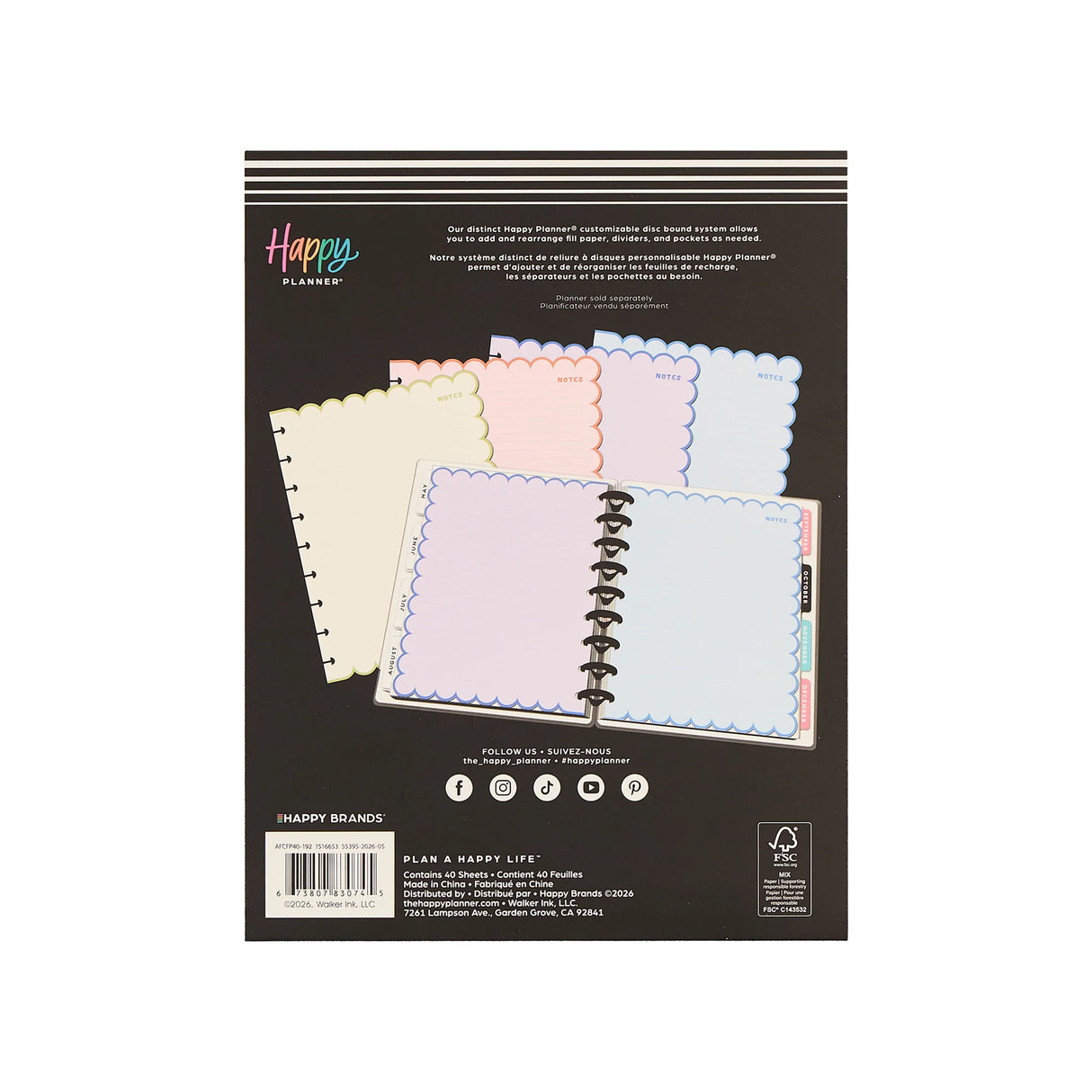 Happy Planner Sunshine Splash Scalloped Classic Filler Paper - Dotted Lined