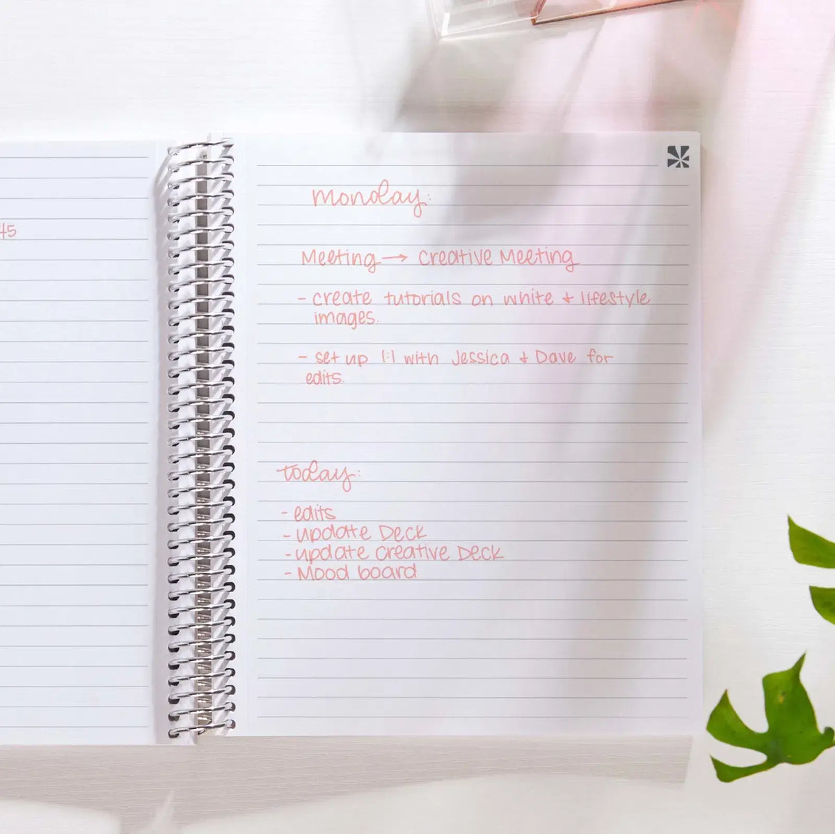Erin Condren coiled notebook: Close-up of handwritten notes on a lined page