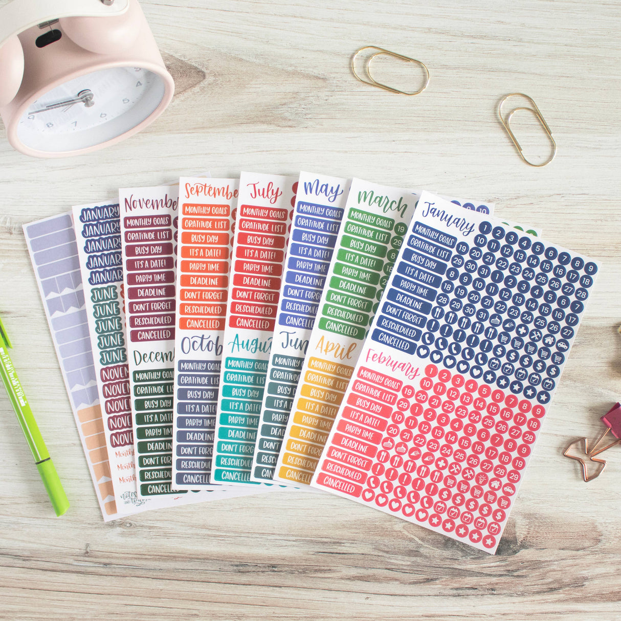 Date Day Months Stickers - Bloom Daily Planners