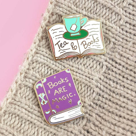 Tea & Books Enamel Pin Badge