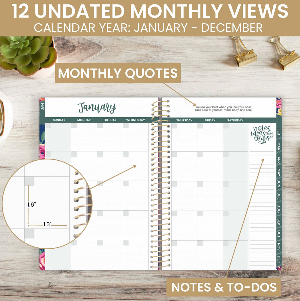 Undated Eucalyptus Weekly Monthly Planner - Bloom Daily Planners
