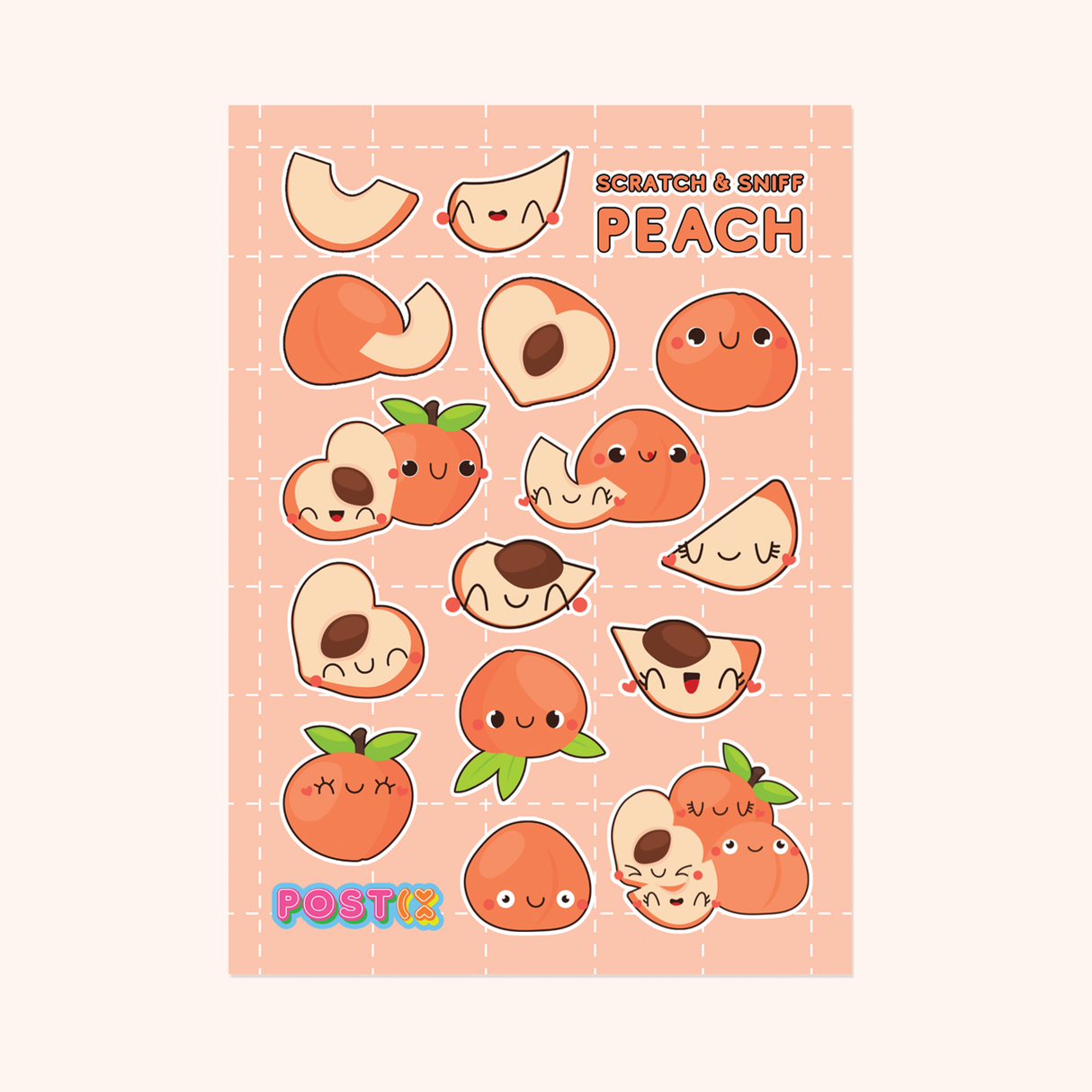 Sweet Peach Sticker Sheet - Scratch and Sniff