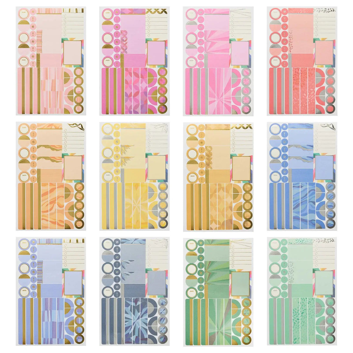 Erin Condren sticker book: Overview of all twelve sticker sheets