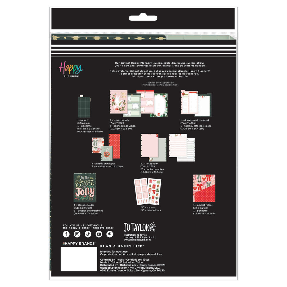 Package of Happy Planner accessories with colorful inserts on a black background