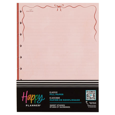 Happy Planner Sweet Studies Classic Fill Paper with pink cover and black label on a white background