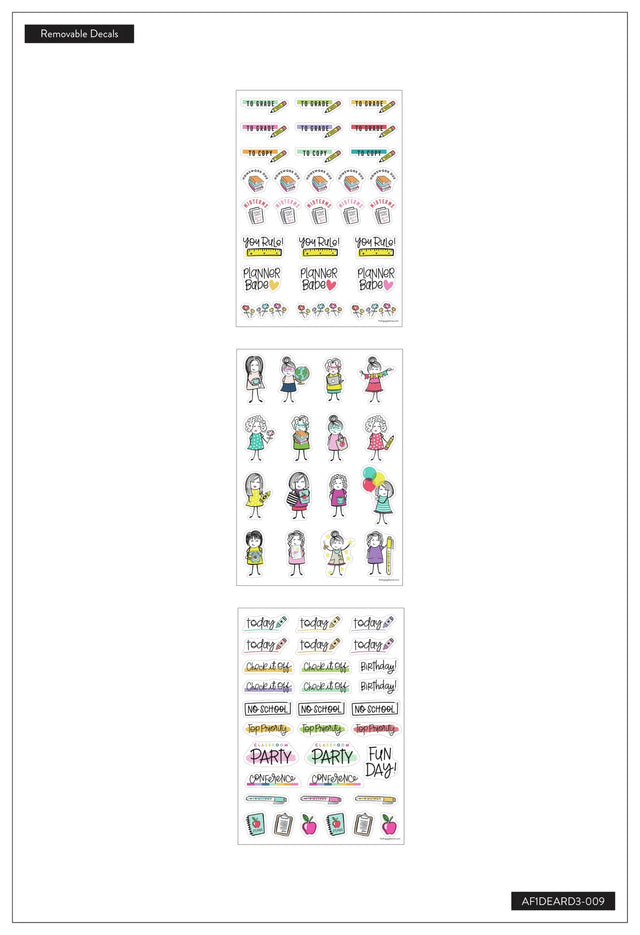 Happy Planner Stick Girl Dry Erase Removable Decals