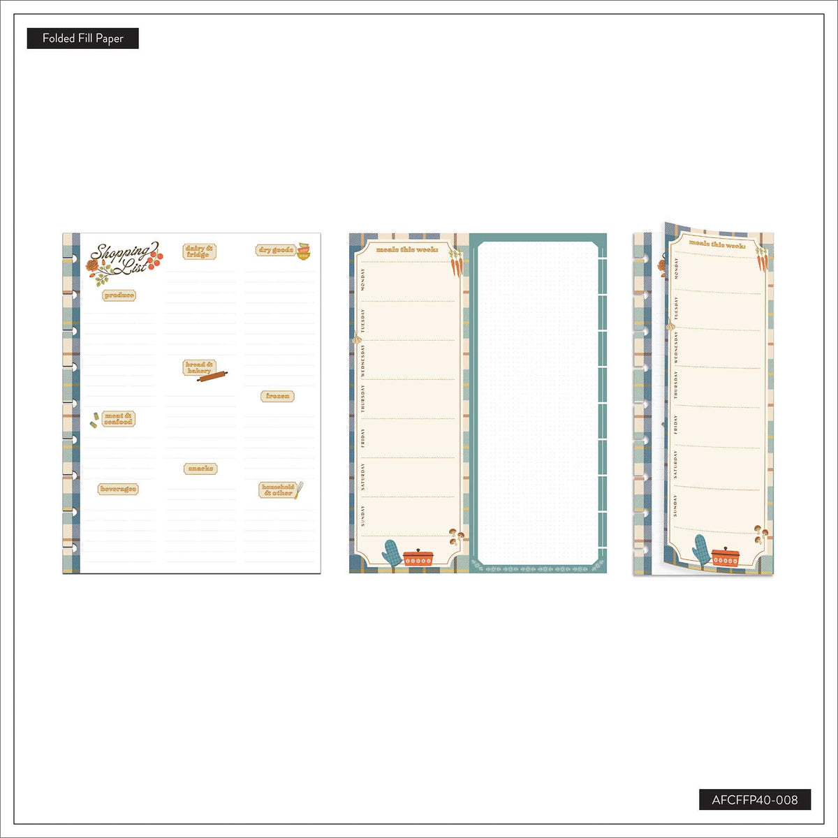 Fall Picnic folded filler paper for Classic Happy Planner