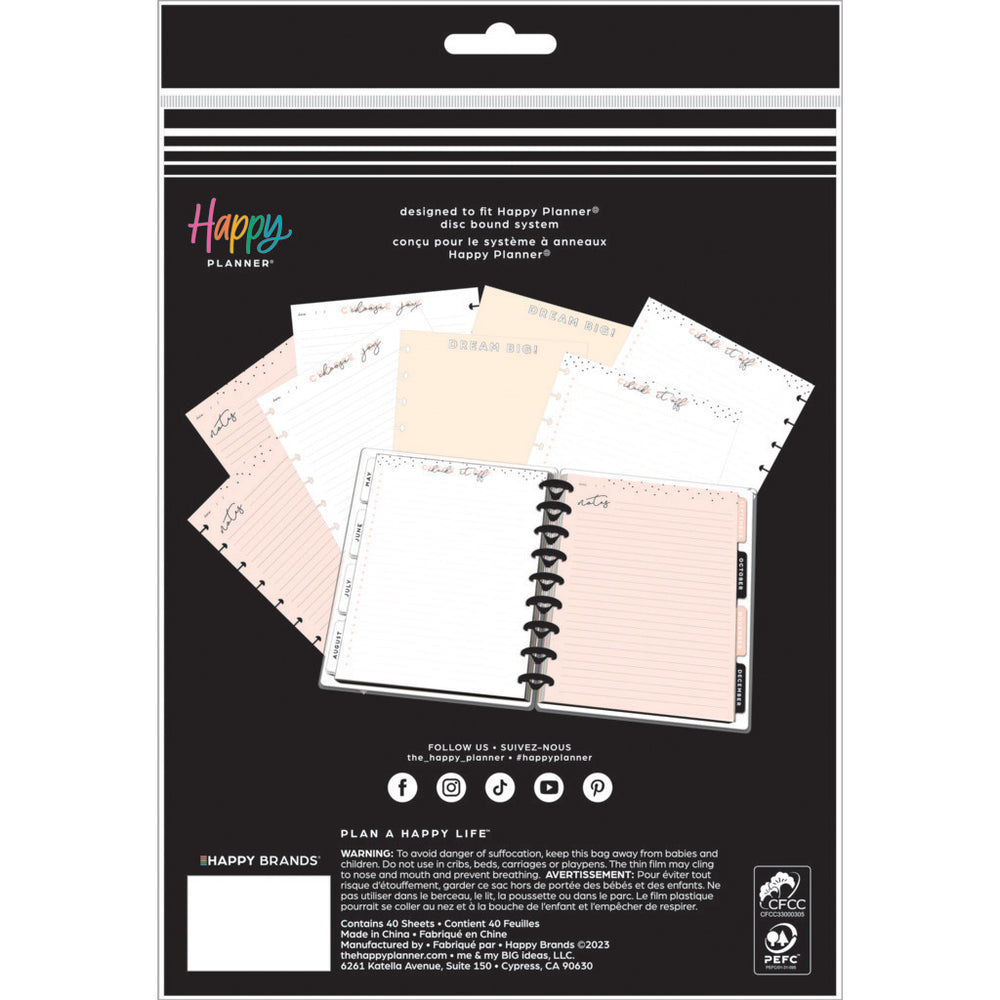 Happy Planner Simple Essentials Classic Fill Paper - Lined +  Checklist + Blank