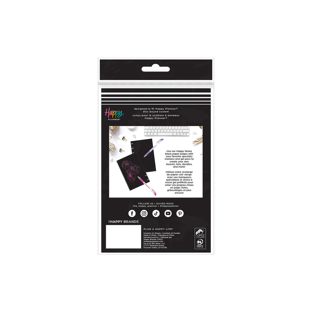 Happy Planner Black MINI Fill Paper