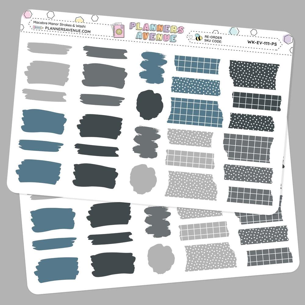 Macabre Manor Brush Stroke + Torn Washi Strips Stickers