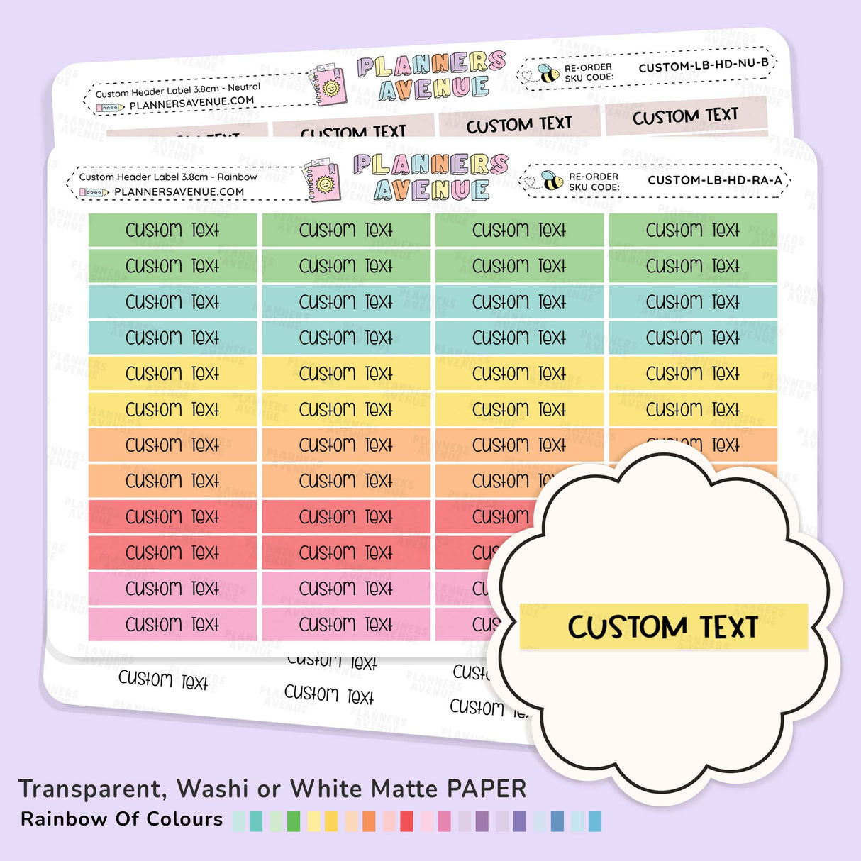 Custom Header Planner Stickers