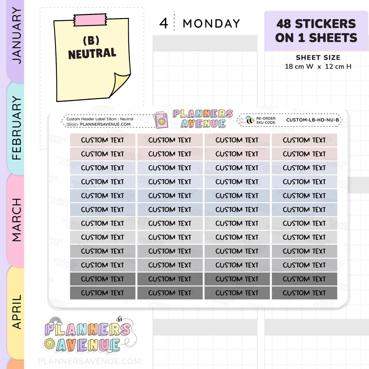 Custom Header Planner Stickers