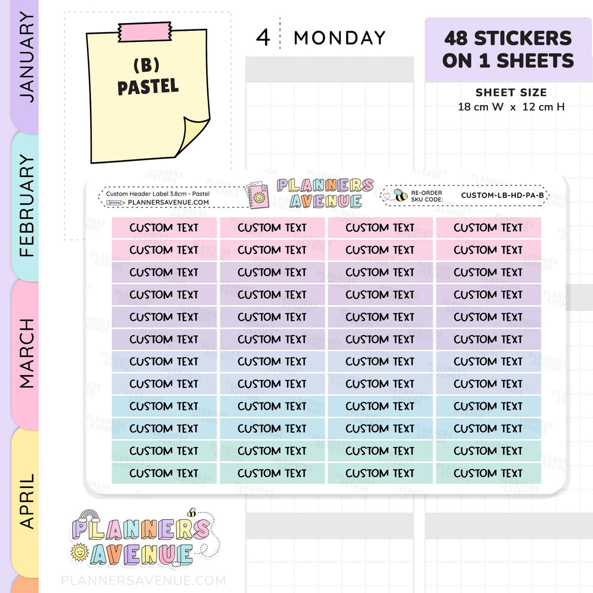 Custom Header Planner Stickers