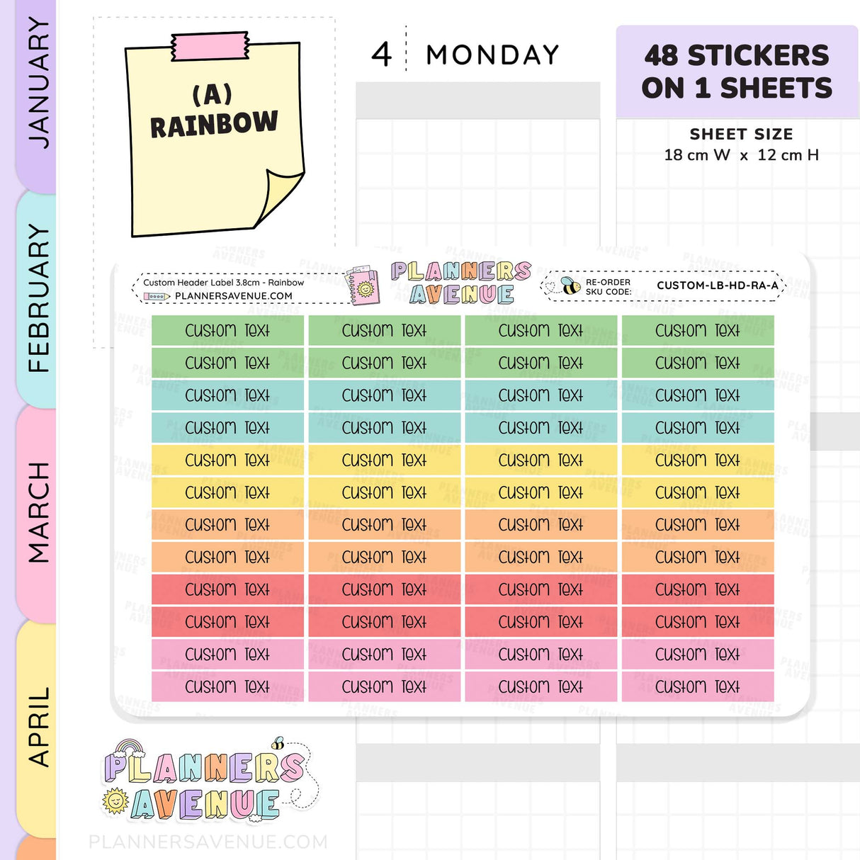 Custom Header Planner Stickers