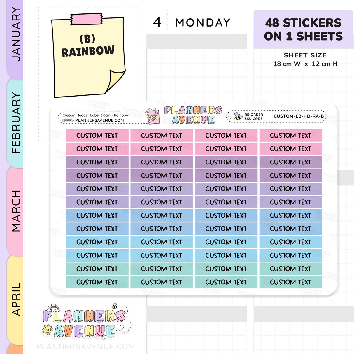 Custom Header Planner Stickers