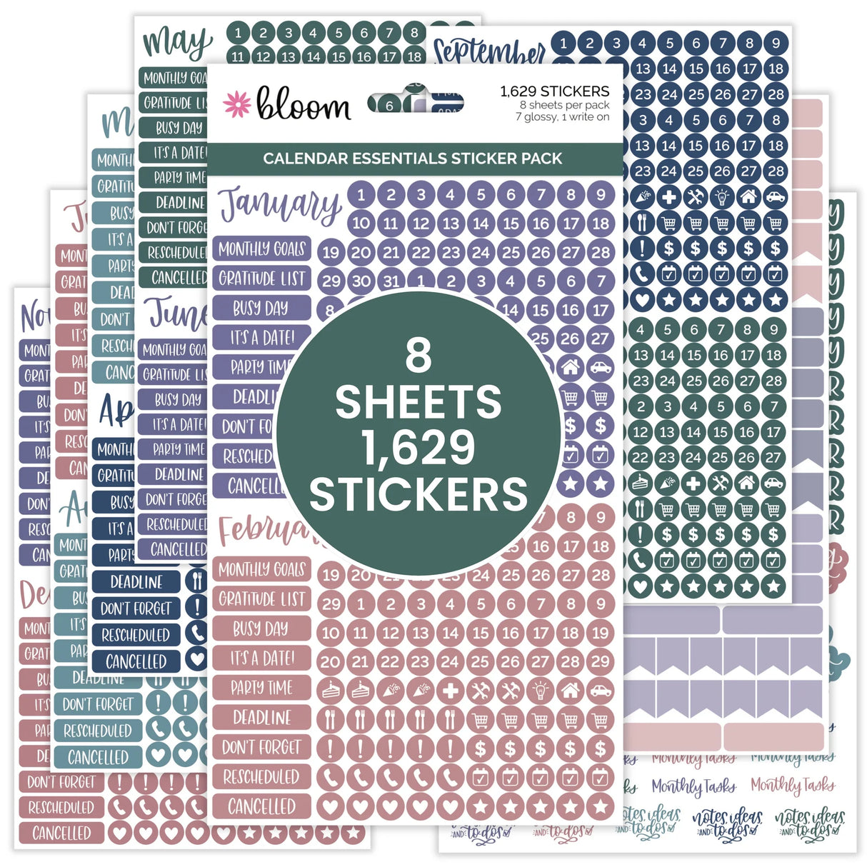 Date Day Months Stickers - Bloom Daily Planners