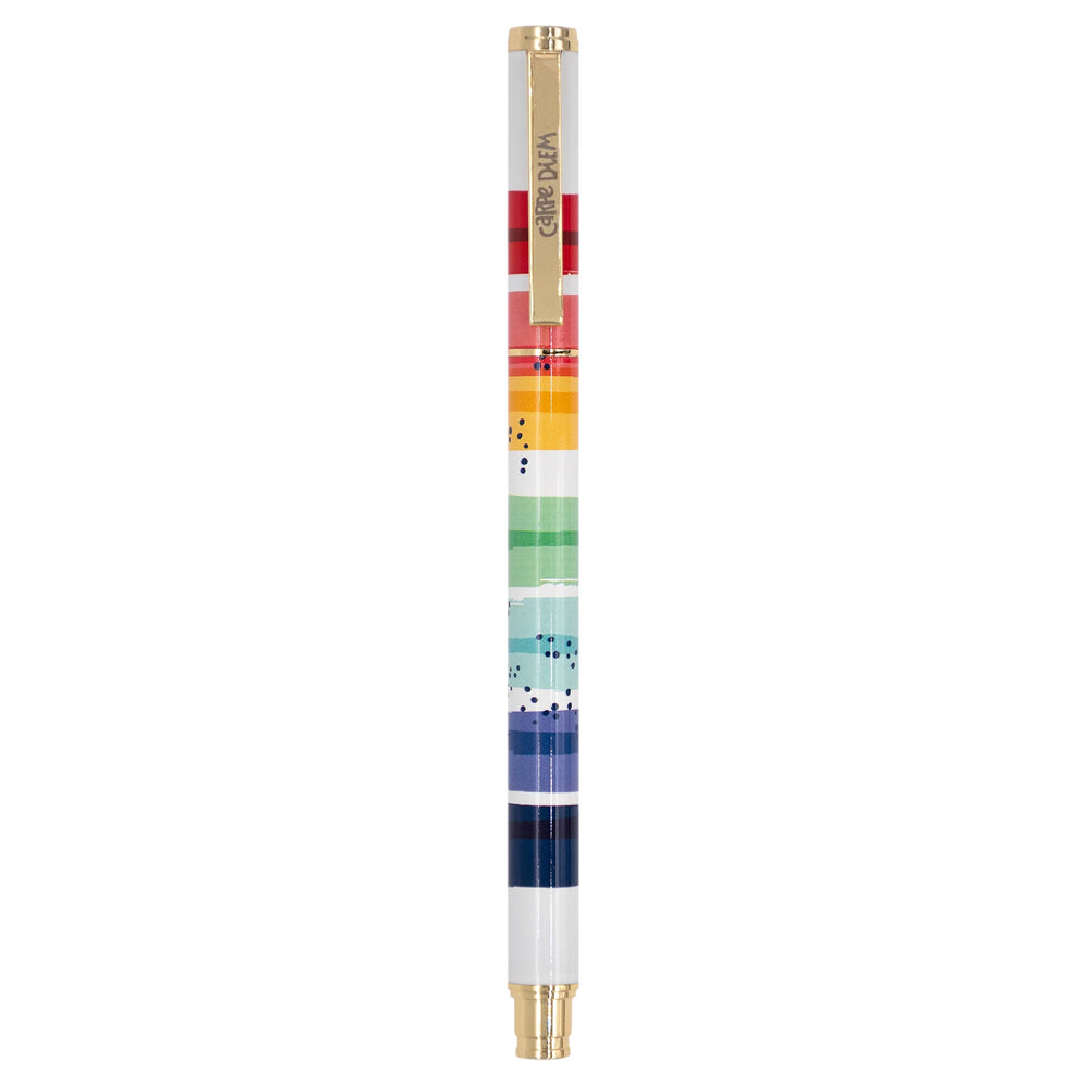 Carpe Diem Colour Metal Gel Pen multicolour with a gold clip on a white background