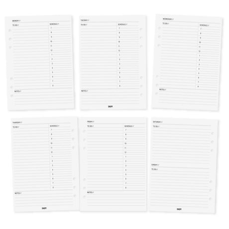 Daily A5 Planner Inserts Undated