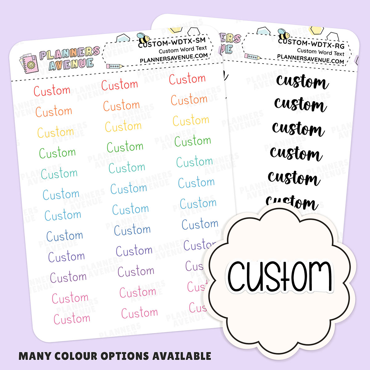 Custom Text Word Planner Stickers