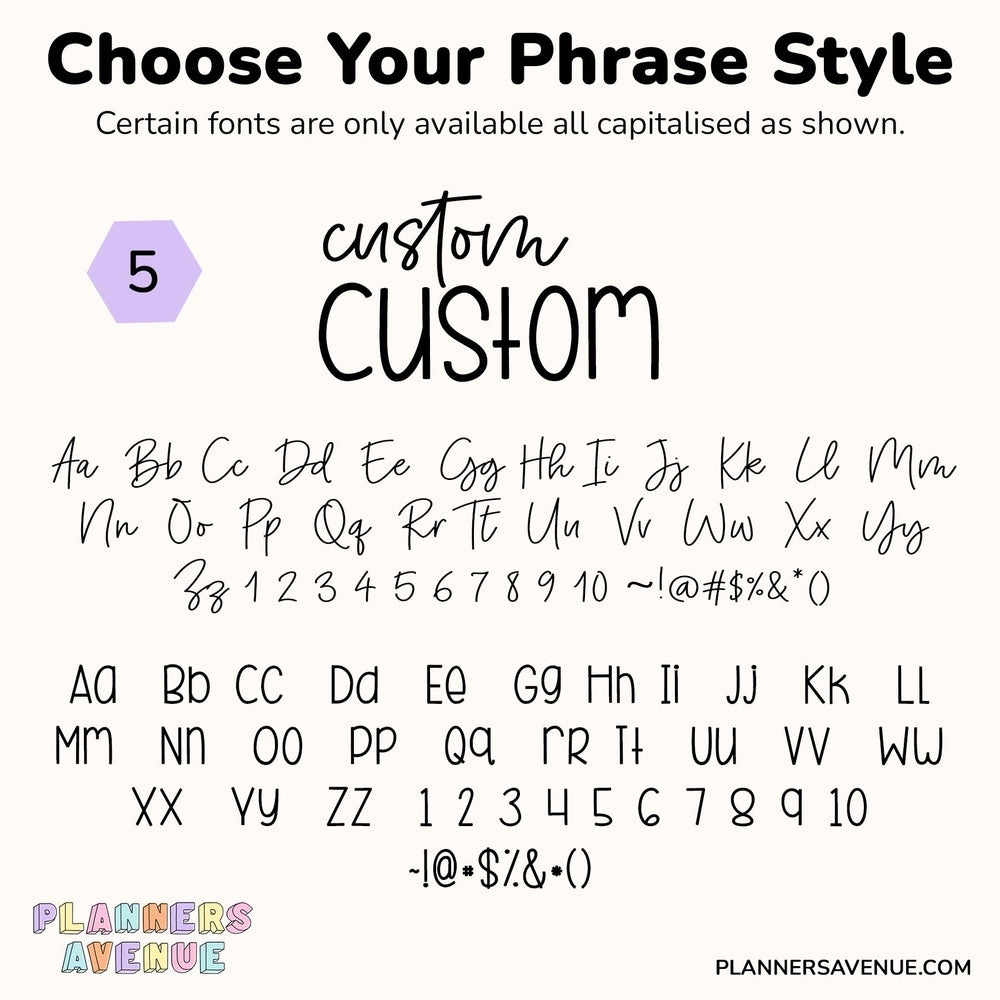 Custom Script Word Planner Stickers | Phrase 2 Lines